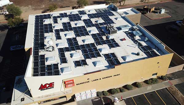 ACE hardware commercial solar installation from Arizona Solar Wave
