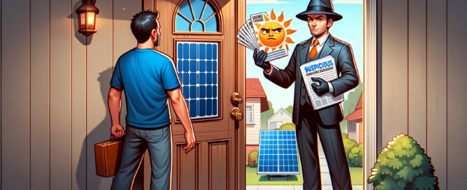 Soliciting solar representative at a consumers front door trying to sell a solar plan